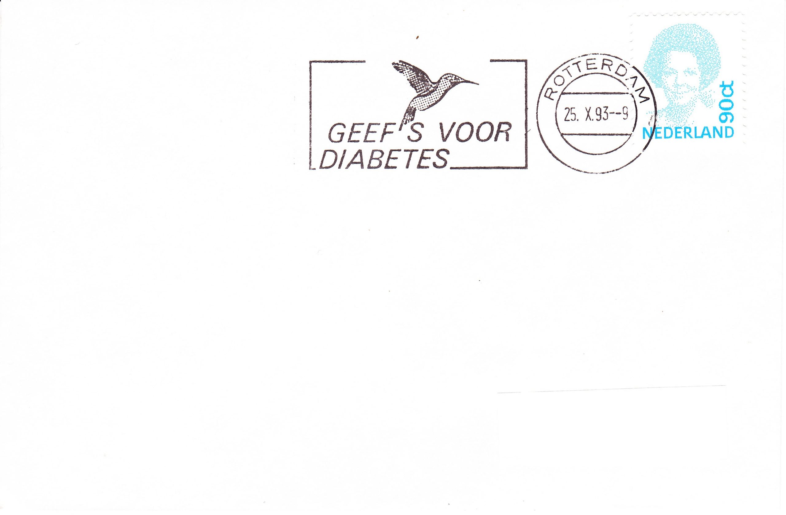 Brief mit Sonderstempel, Niederlande, 1993, Geef's voor Diabetes